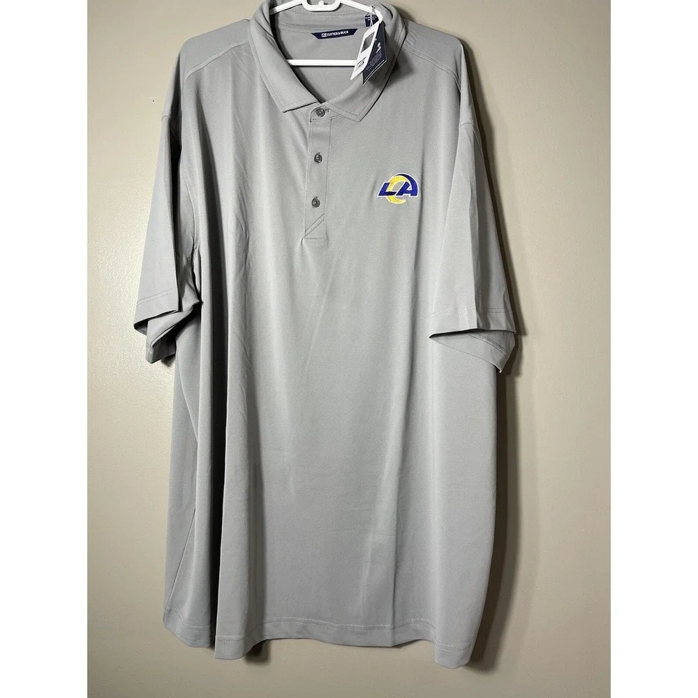 Los Angeles Rams Men's Big & Tall Virtue Eco Pique Polo Shirt Gray 5XL